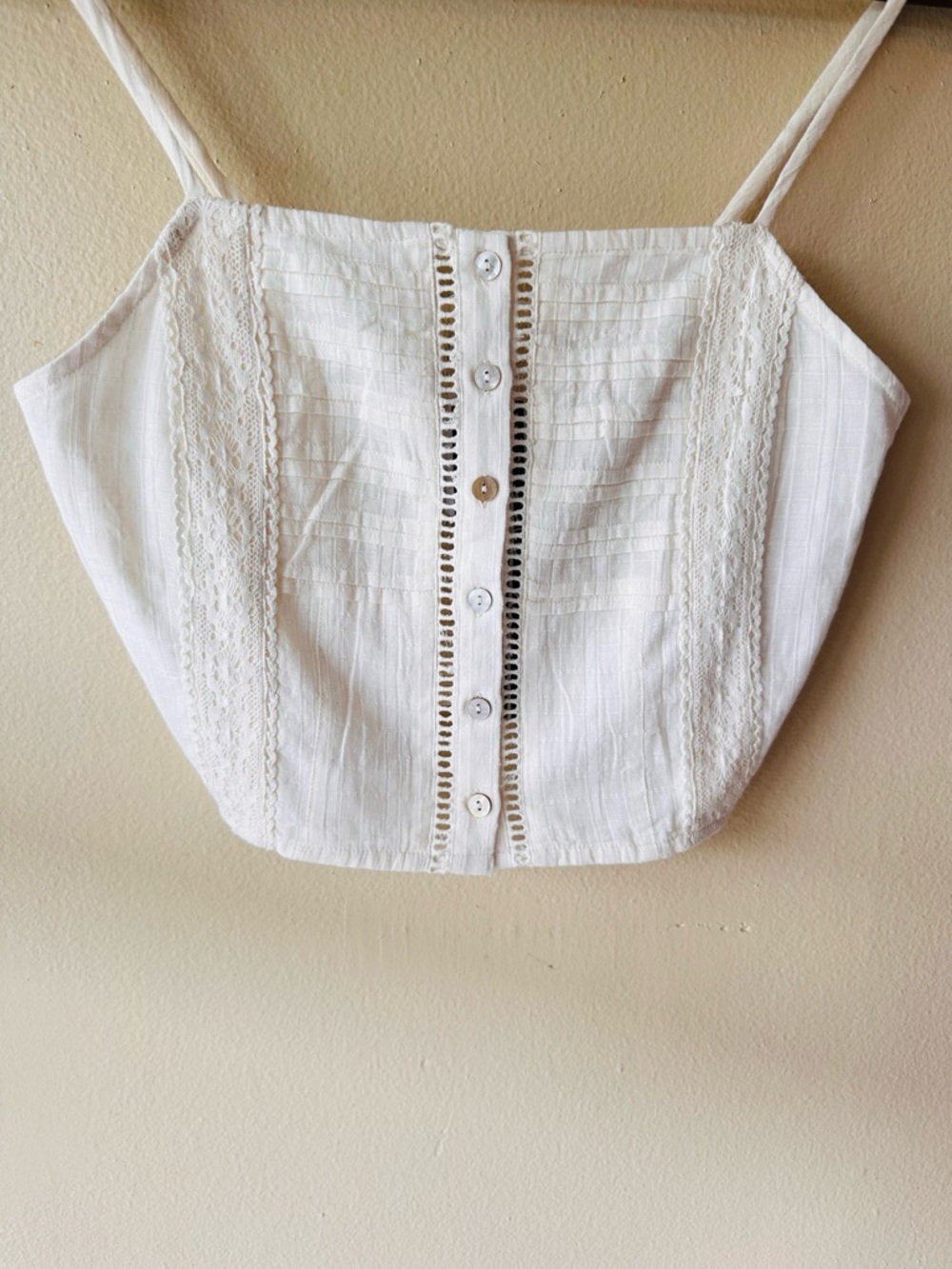 Patrons of Peace White Lace Crop Top XS Boho Romantic Summer Cottagecore
